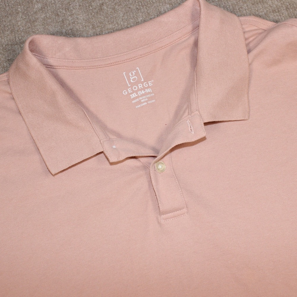 George Mens 3XL Peach Pink Short Sleeve Pique Polo Shirt GE100095613B